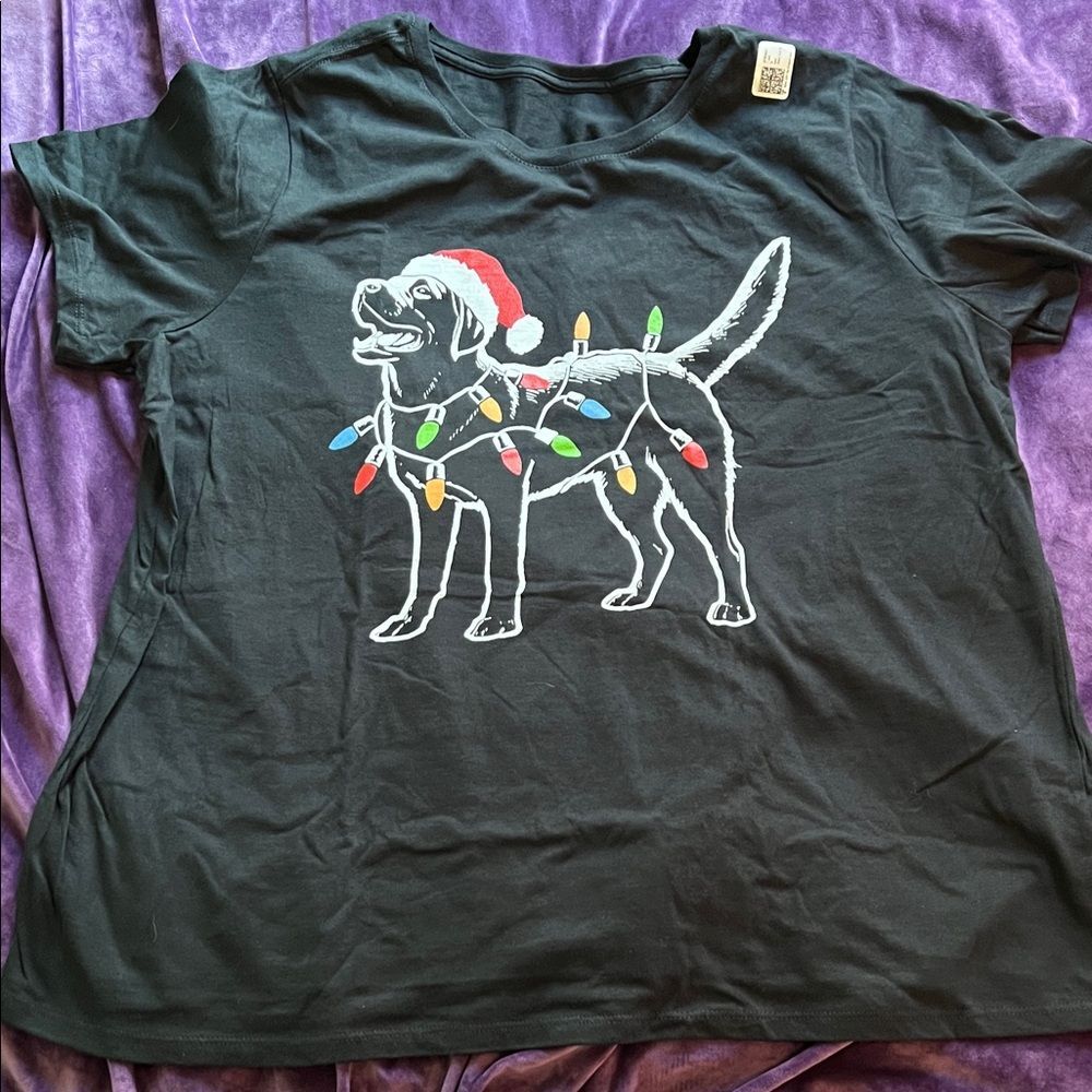 Santa Labrador Retriever Christmas Lights Dog Lover T-Shirt (3XL)